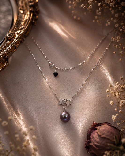 Edison Drop Twinkly Star Necklace - Sterling Silver