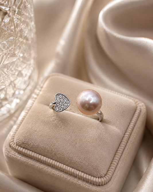 Heart & Pearl Embrace Ring