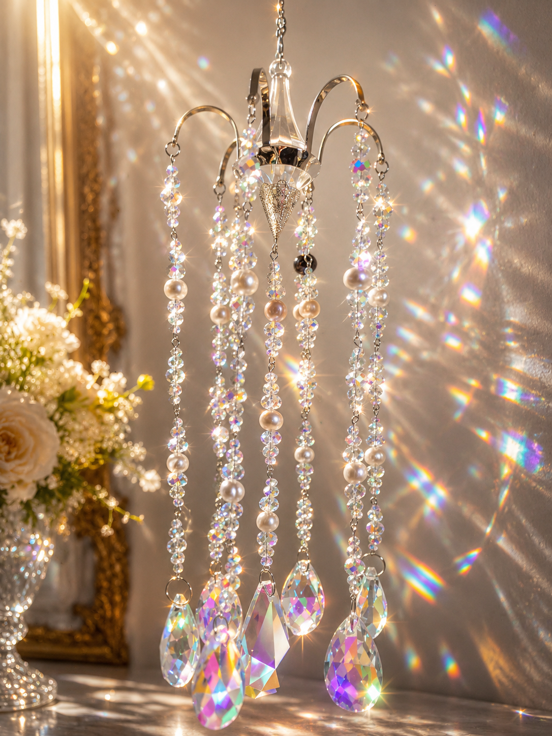 Prismatic Pearl Chandelier Suncatcher
