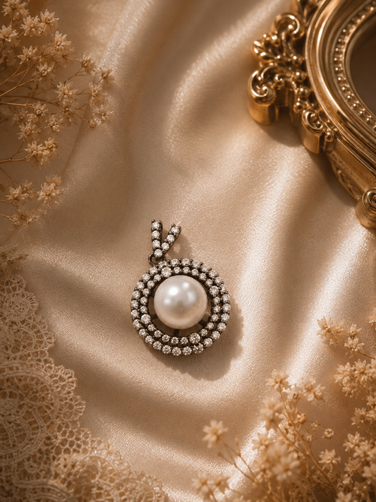 Sparkle Double Circle Pearl Pendant