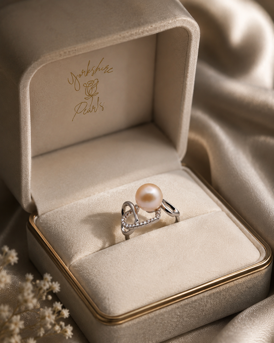 Infinity Heart Edison Pearl Ring - Sterling Silver