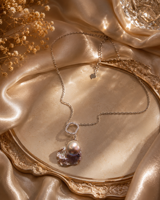 Sterling Silver Sparkle Clover King Pearl Drop Necklace