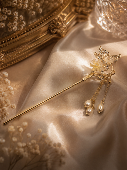 Enchanted Garden Dewdrop Pearl Hairpin