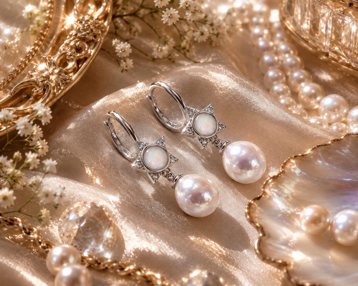 Candy Paper Edison Pearl Sterling Silver Earrings