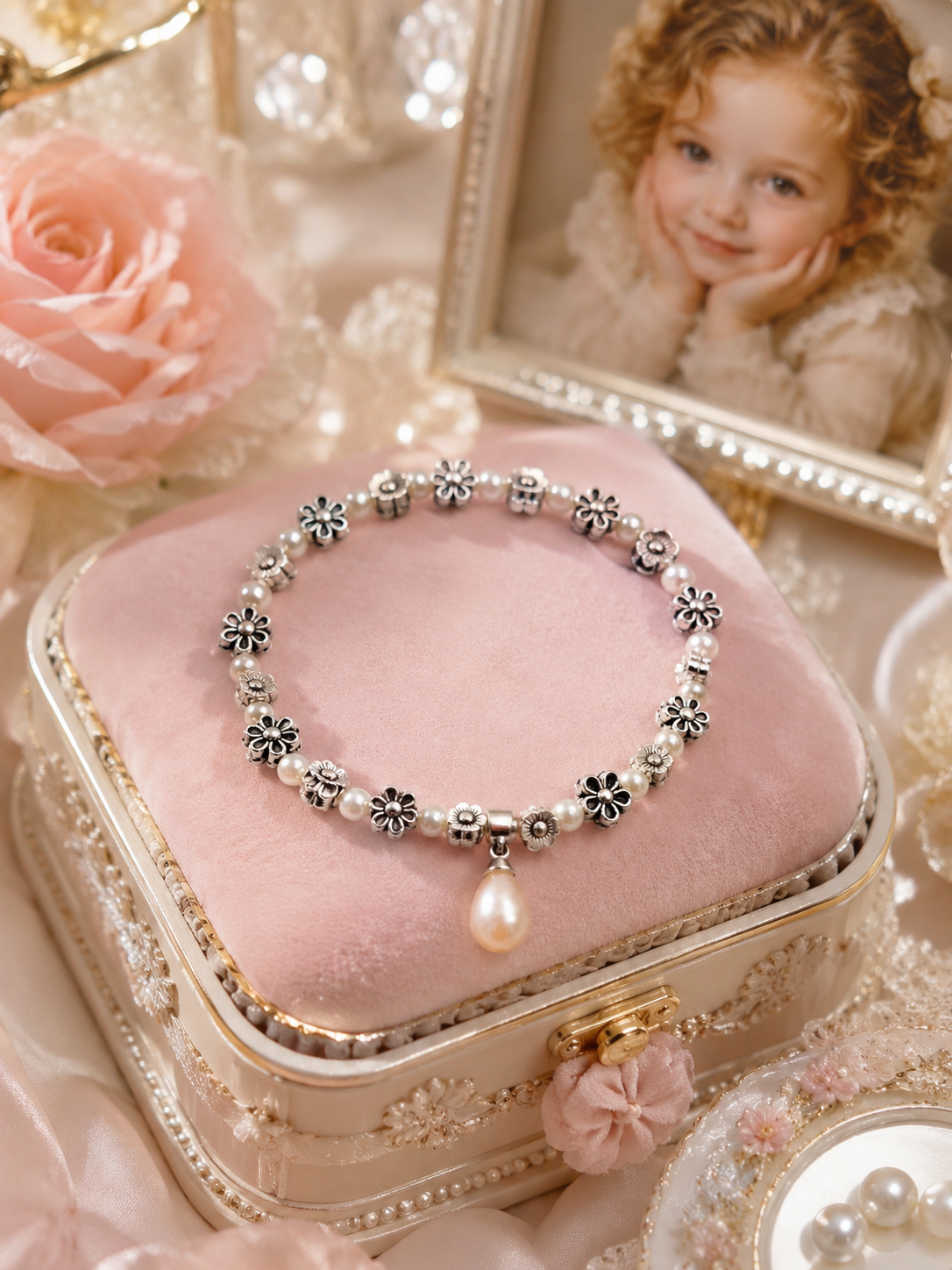 Flower Power Pearl Kids Bracelet
