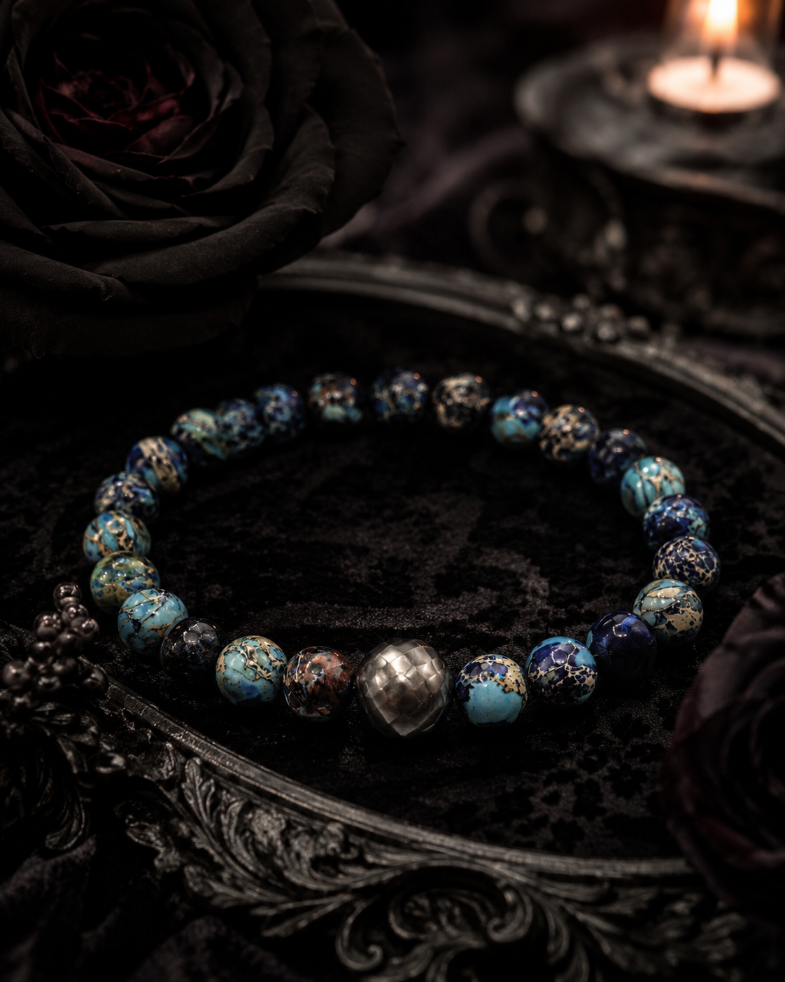 Jasper & Black Tahitian Pearl Bracelet