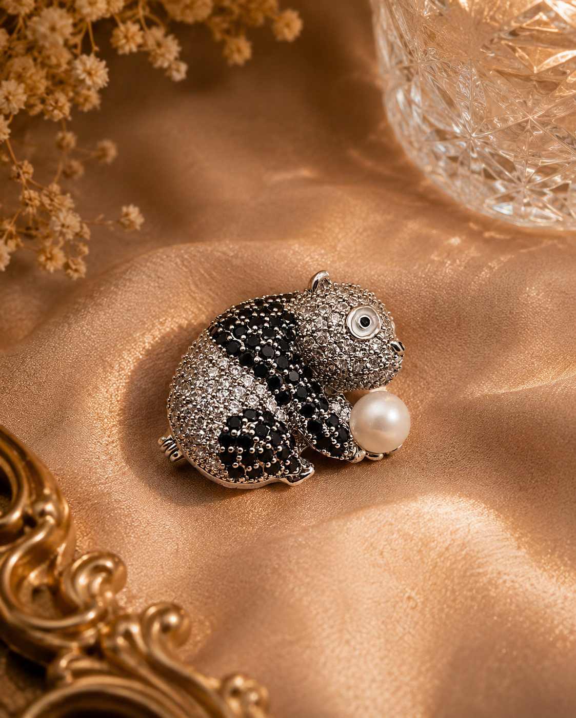 Pretty Pearl Panda Brooch