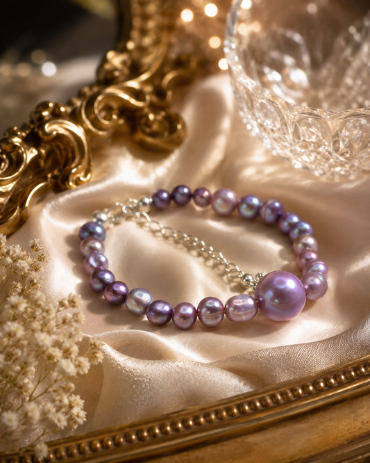 Purple Pearl Full String Bracelet With Centre Edison
