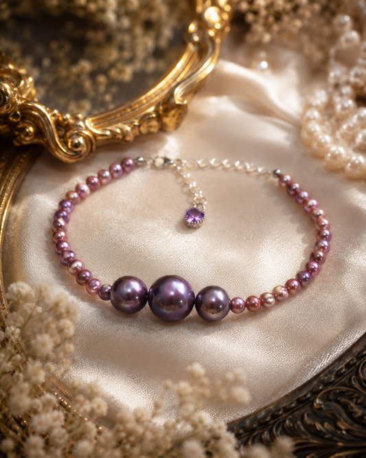 Triple Edison Multiple Pearl Purple Bracelet