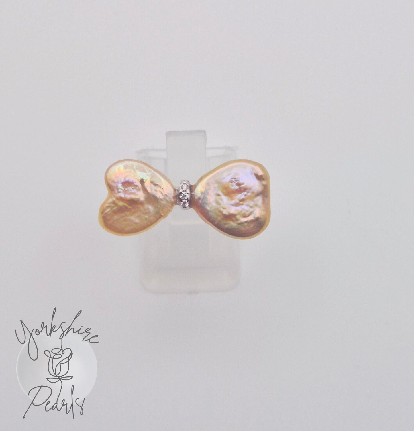 Double Heart Pearl Ring - Sterling Silver
