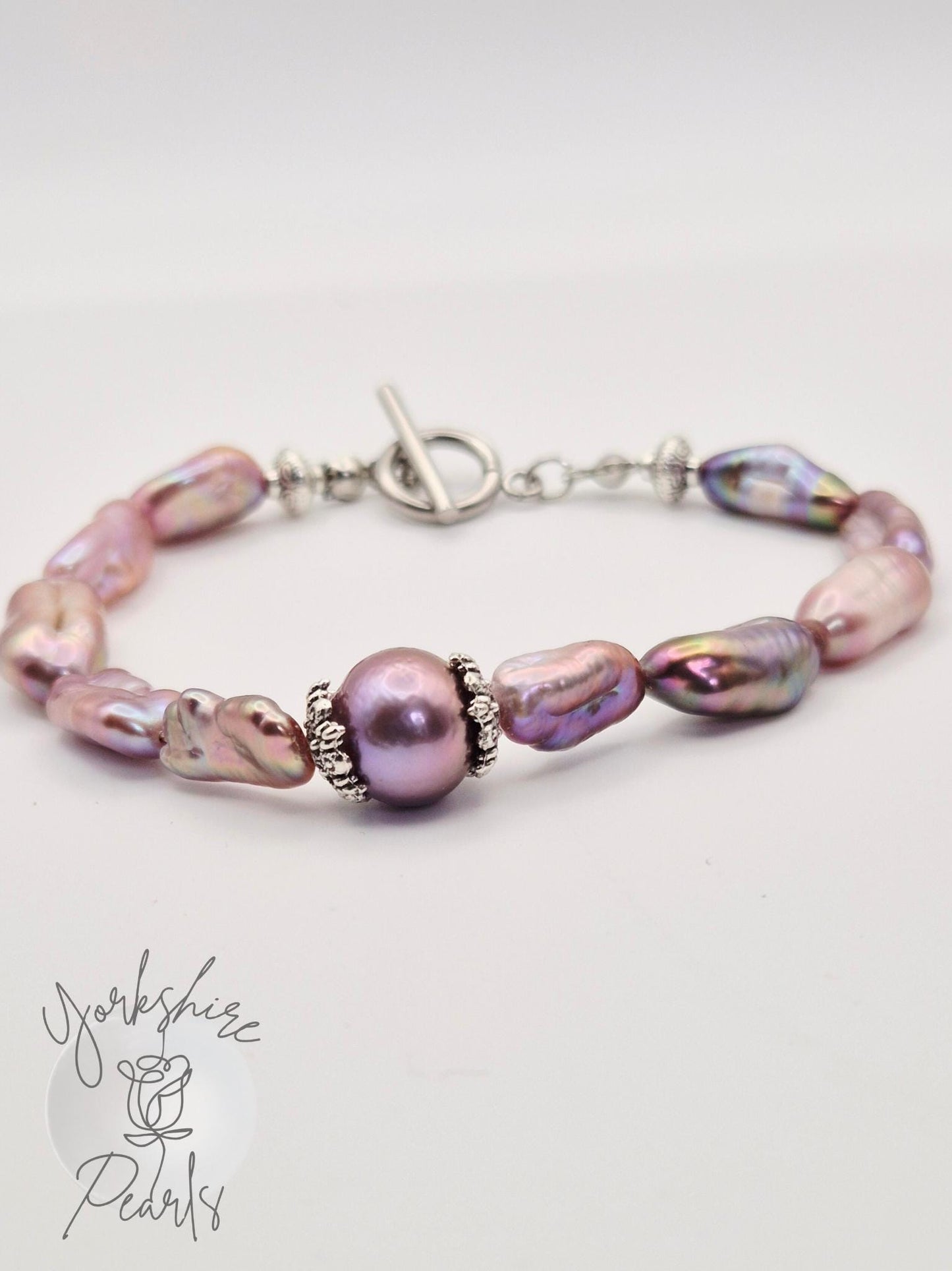 Large Keshi Pearl Full String Bracelet With Centre Edison