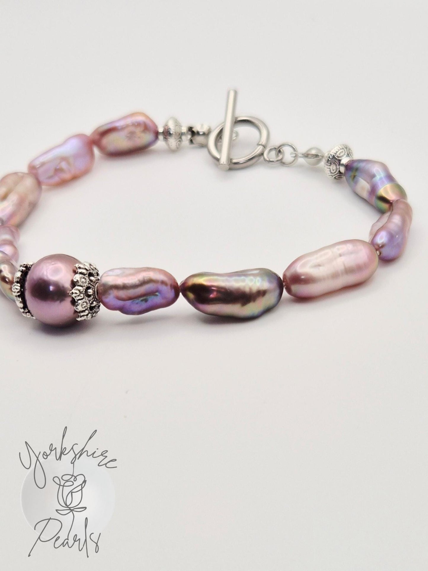 Large Keshi Pearl Full String Bracelet With Centre Edison