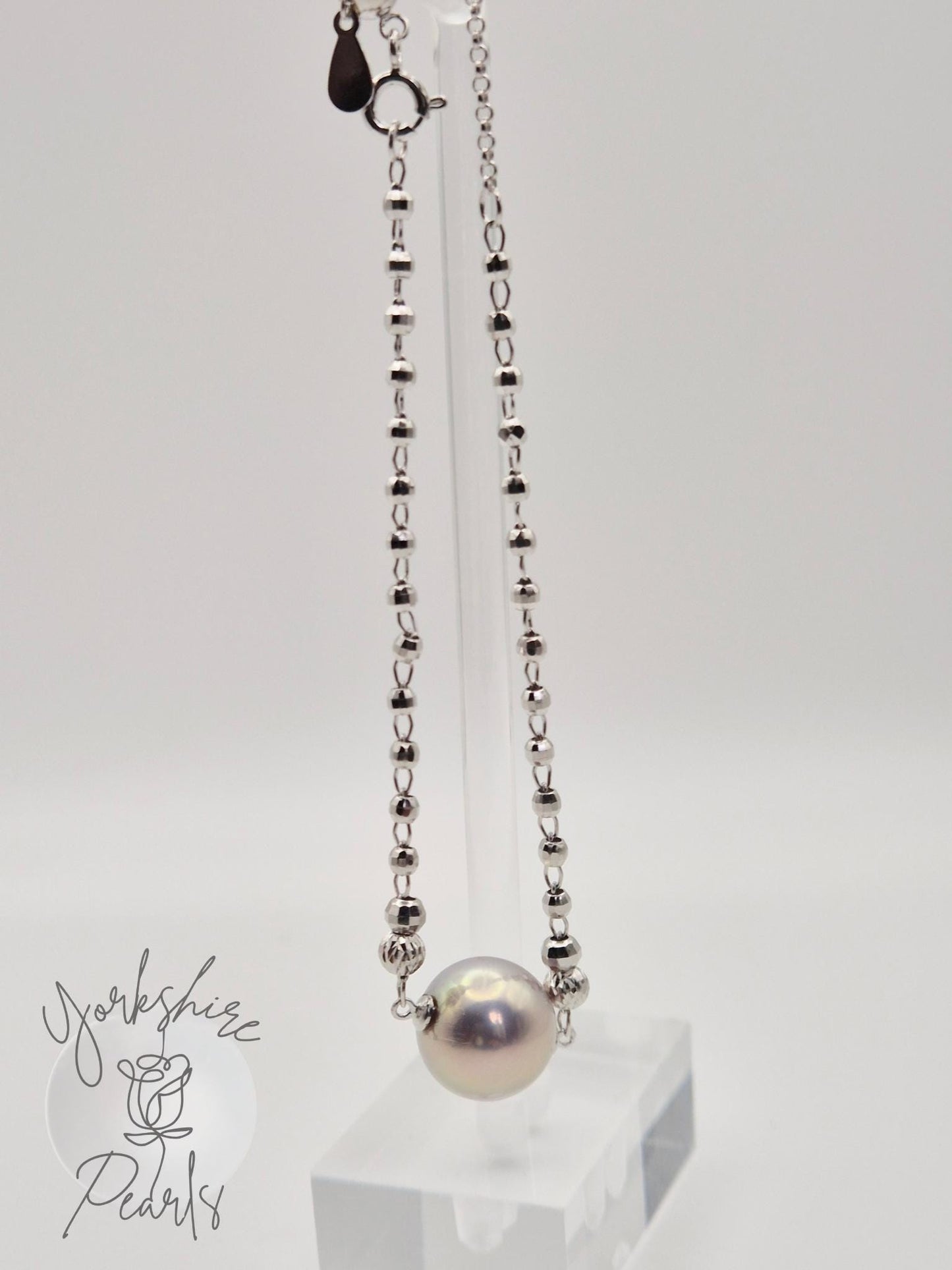 Metallic Edison Pearl Silver Chain Bracelet