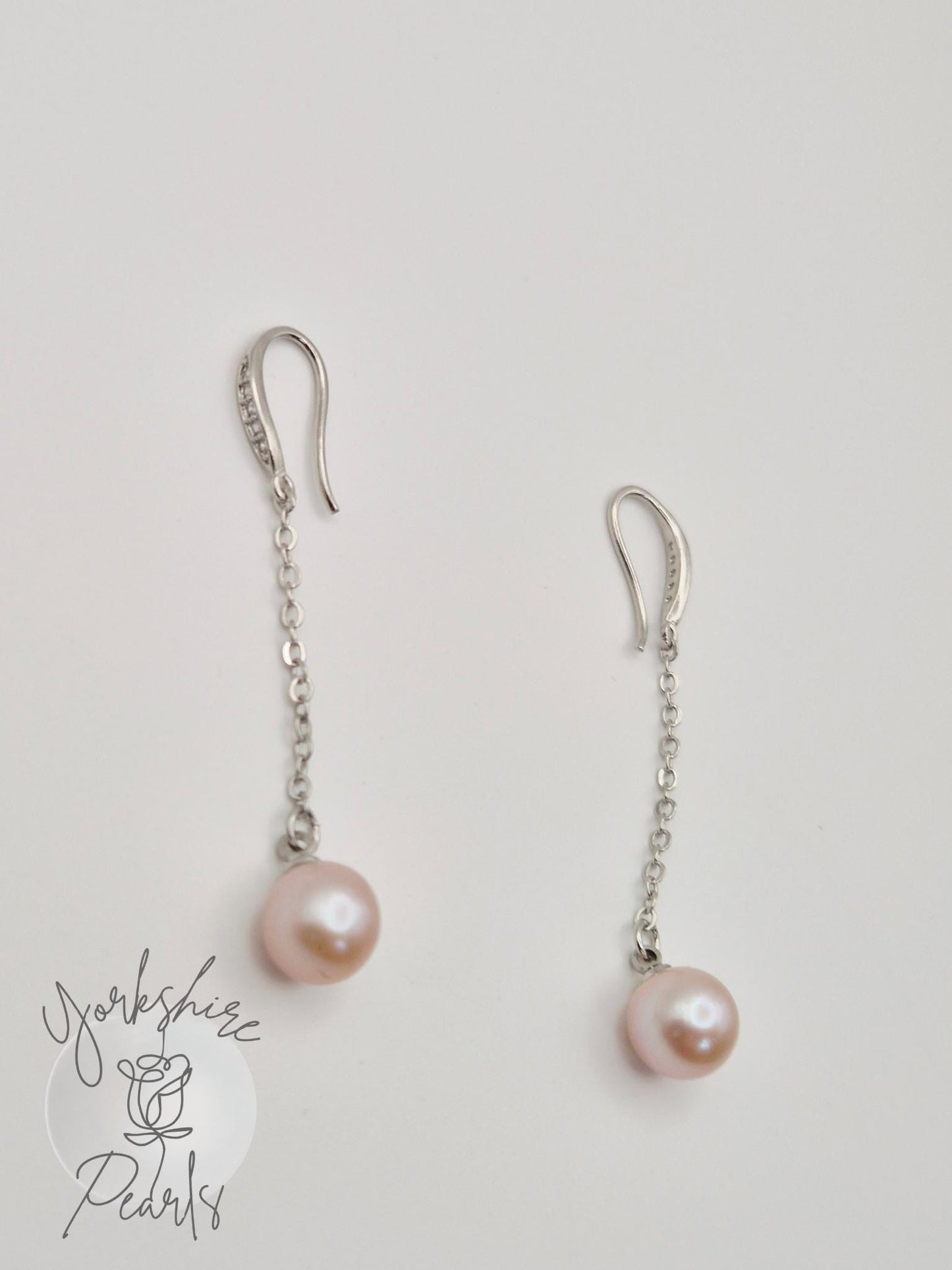 Long Pearl Drop Earrings - Sterling Silver