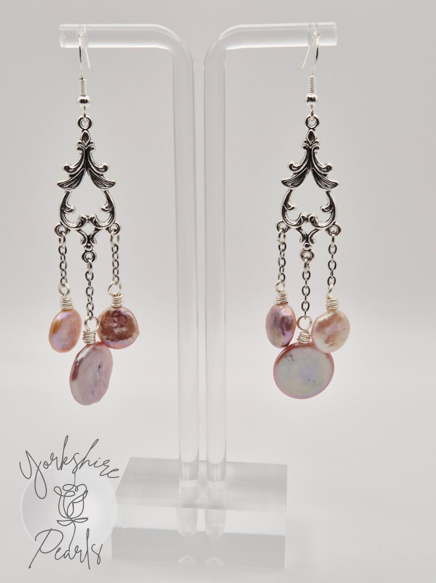 Vintage Earrings with Button Pearls