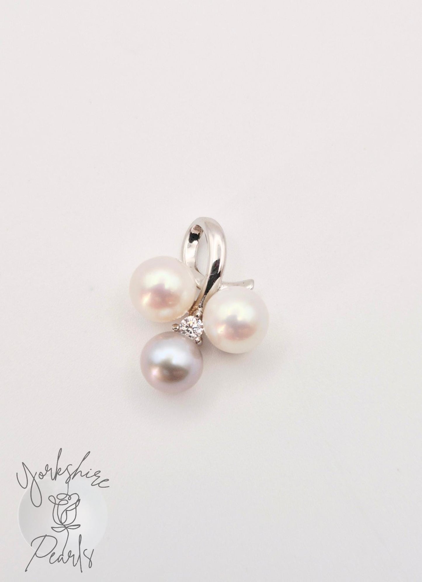 Triple Saltwater Pearl Ribbon Pendant