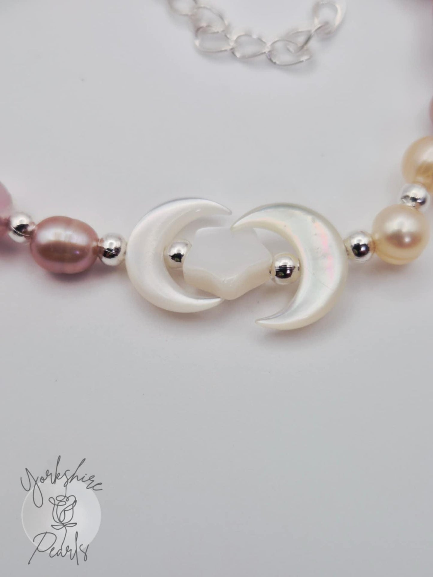 Pearl Bracelet with Mother of Pearl Moon & Star