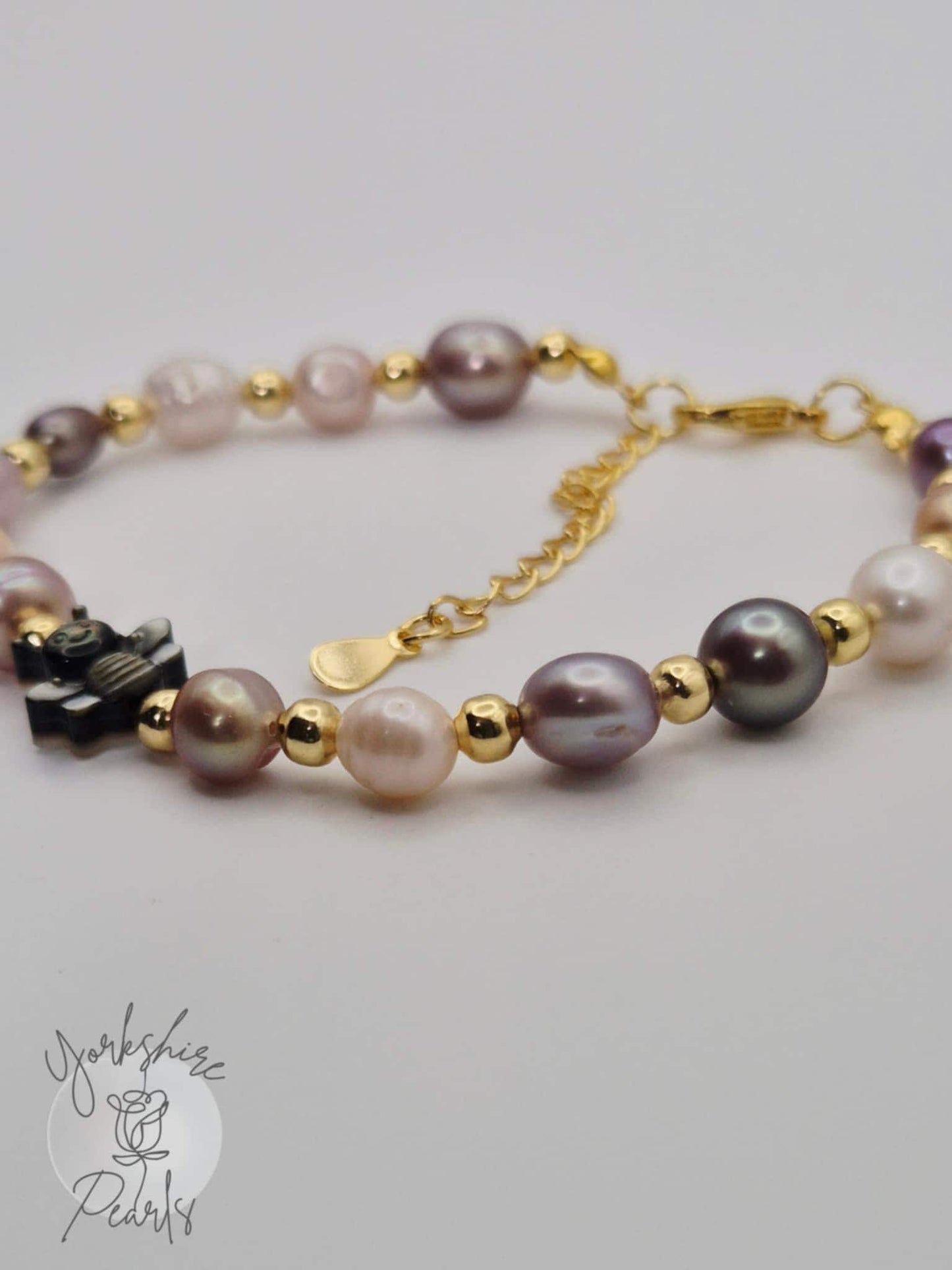 Multiple Pearl Bracelet with Bee Charm