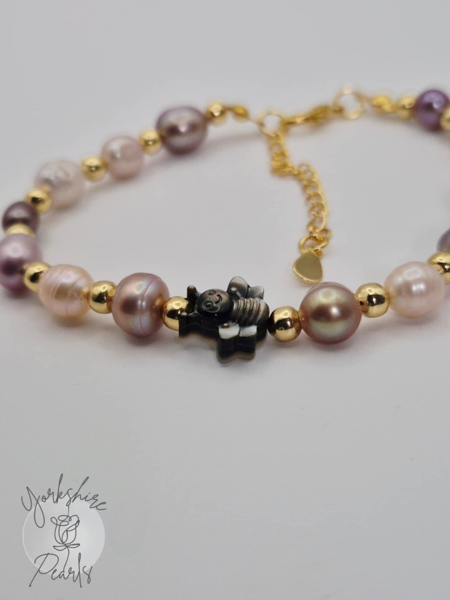 Multiple Pearl Bracelet with Bee Charm