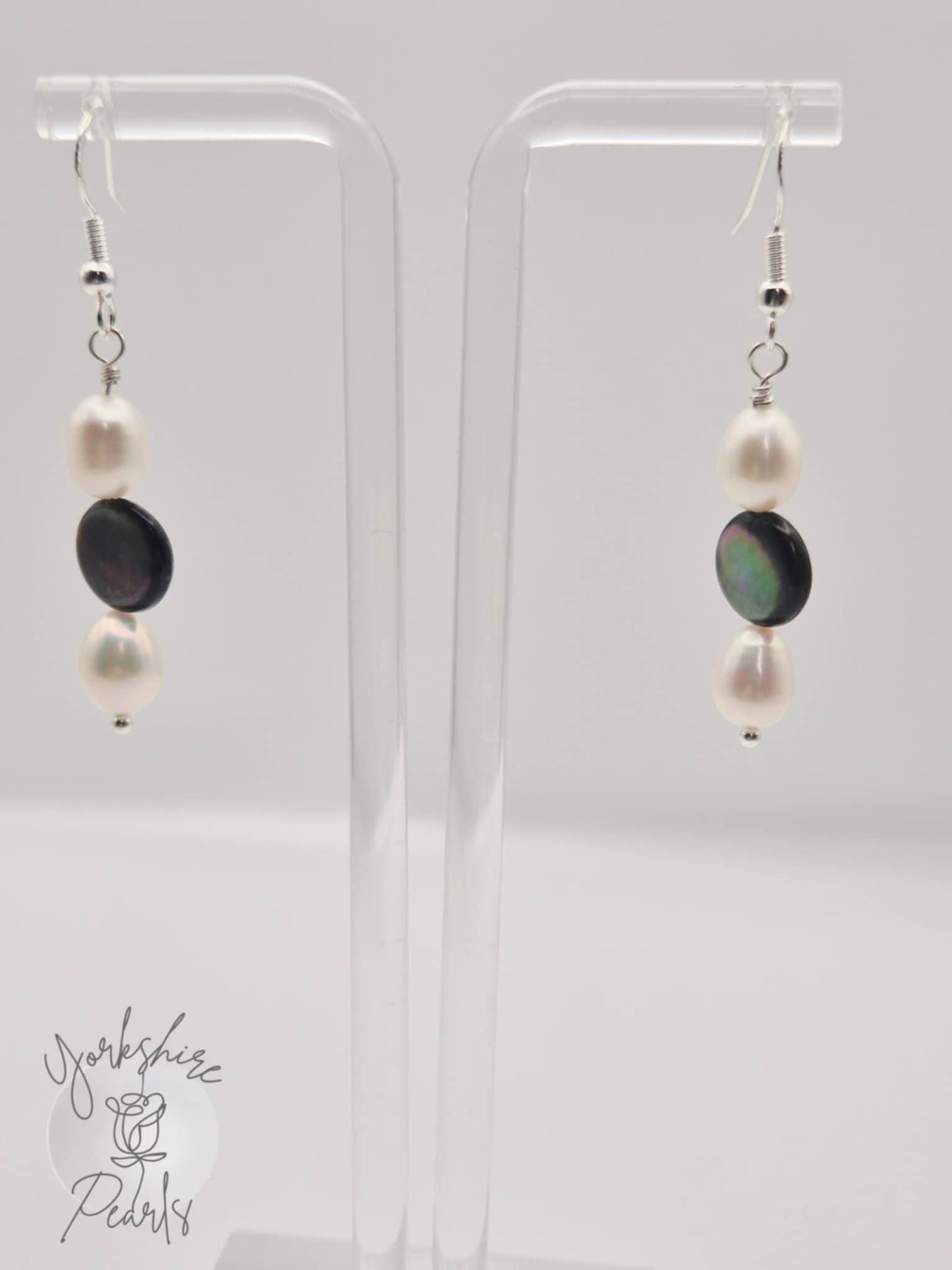 Pearl Drop Earrings with Mother Of Pearl Charm
