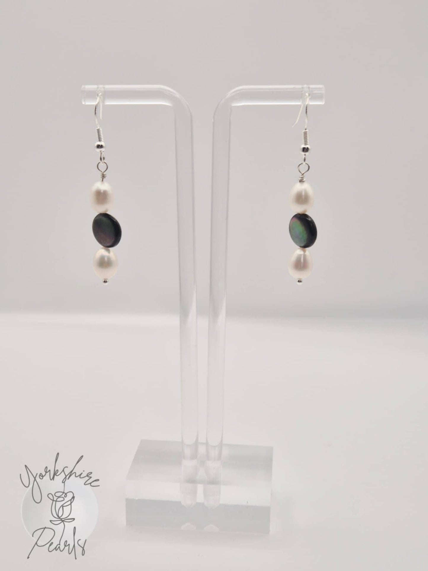 Pearl Drop Earrings with Mother Of Pearl Charm