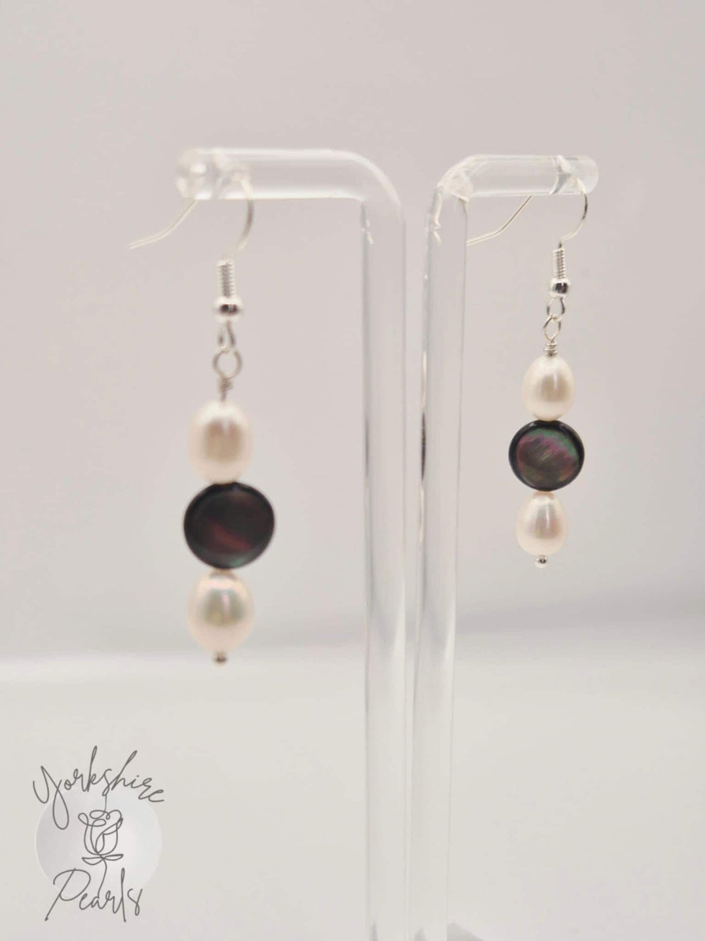 Pearl Drop Earrings with Mother Of Pearl Charm
