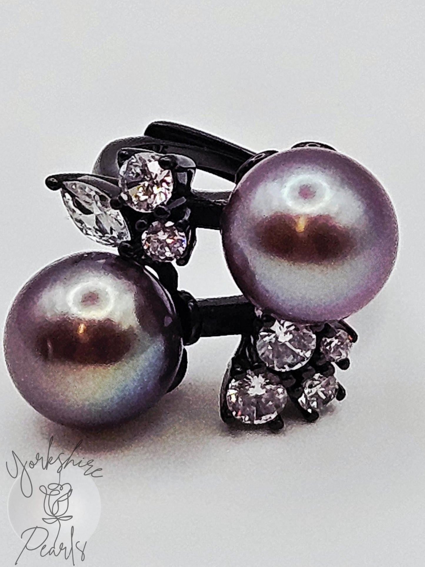 Double Edison Black Sparkle Ring - Sterling Silver