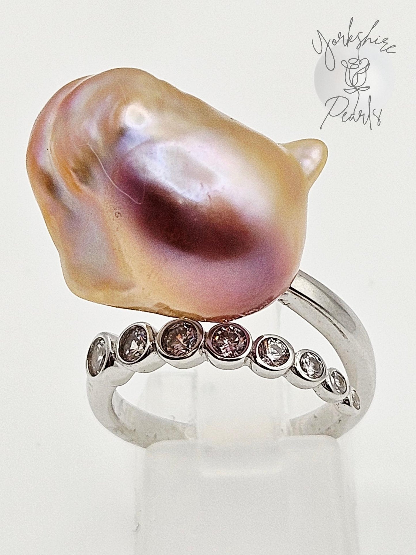 Aurora Blossom Sparkle Pearl Ring - Sterling Silver