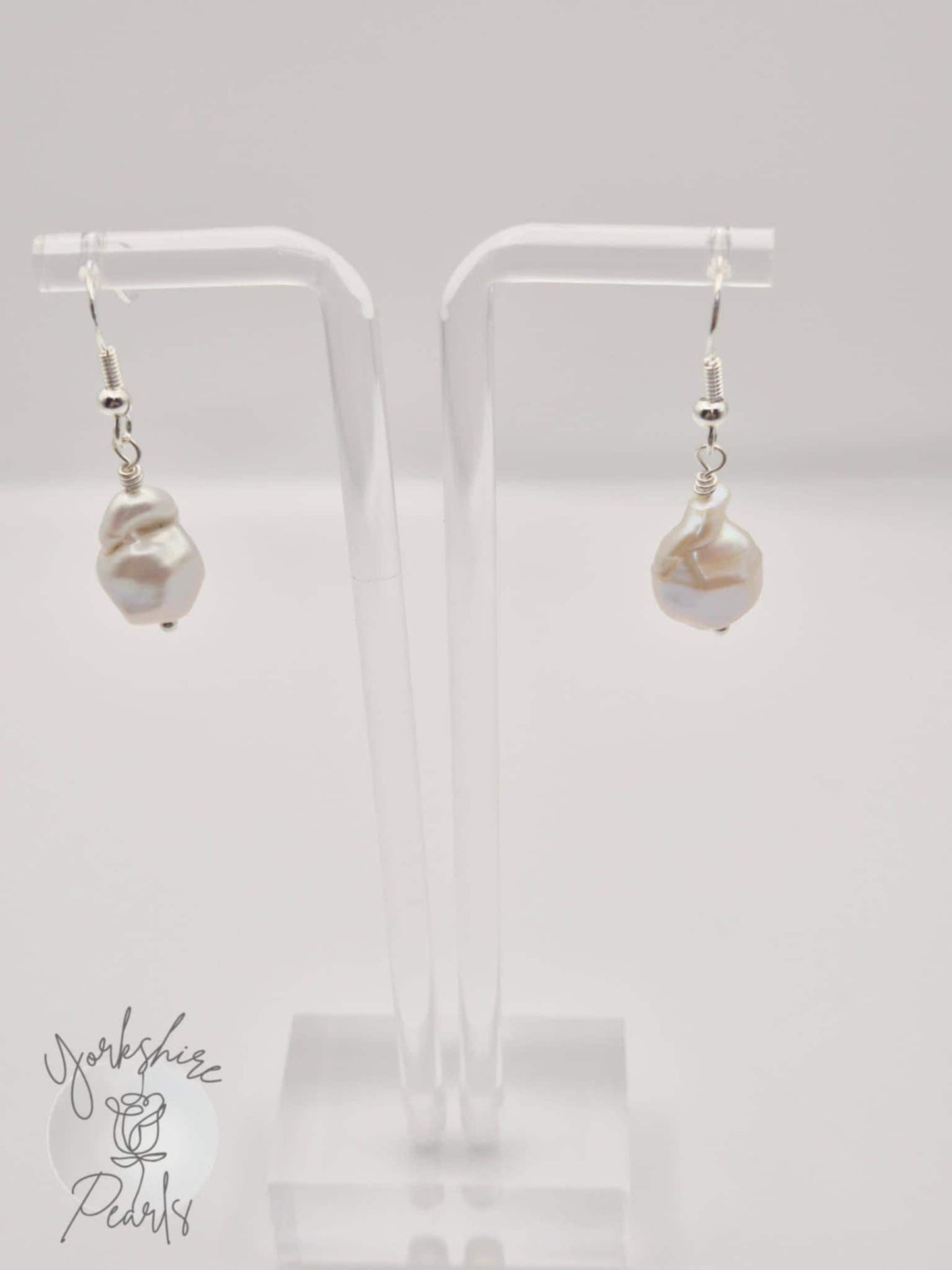 Diamond Baroque Simple Pearl Drop Earrings