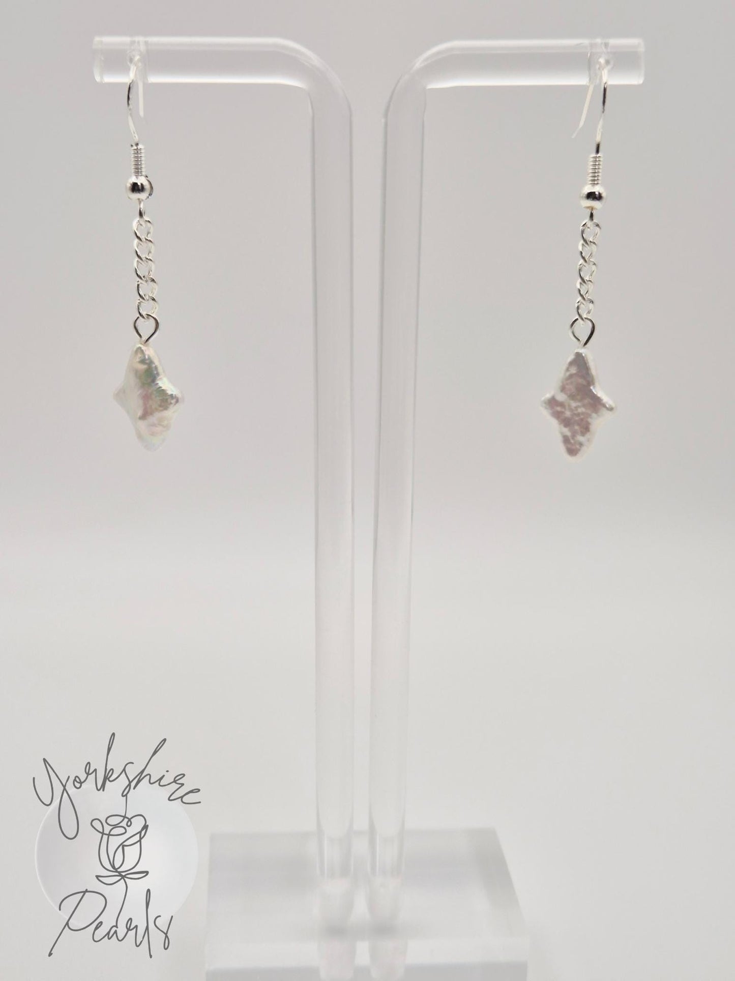 North Star Pearl Drop Sterling Silver Earrings