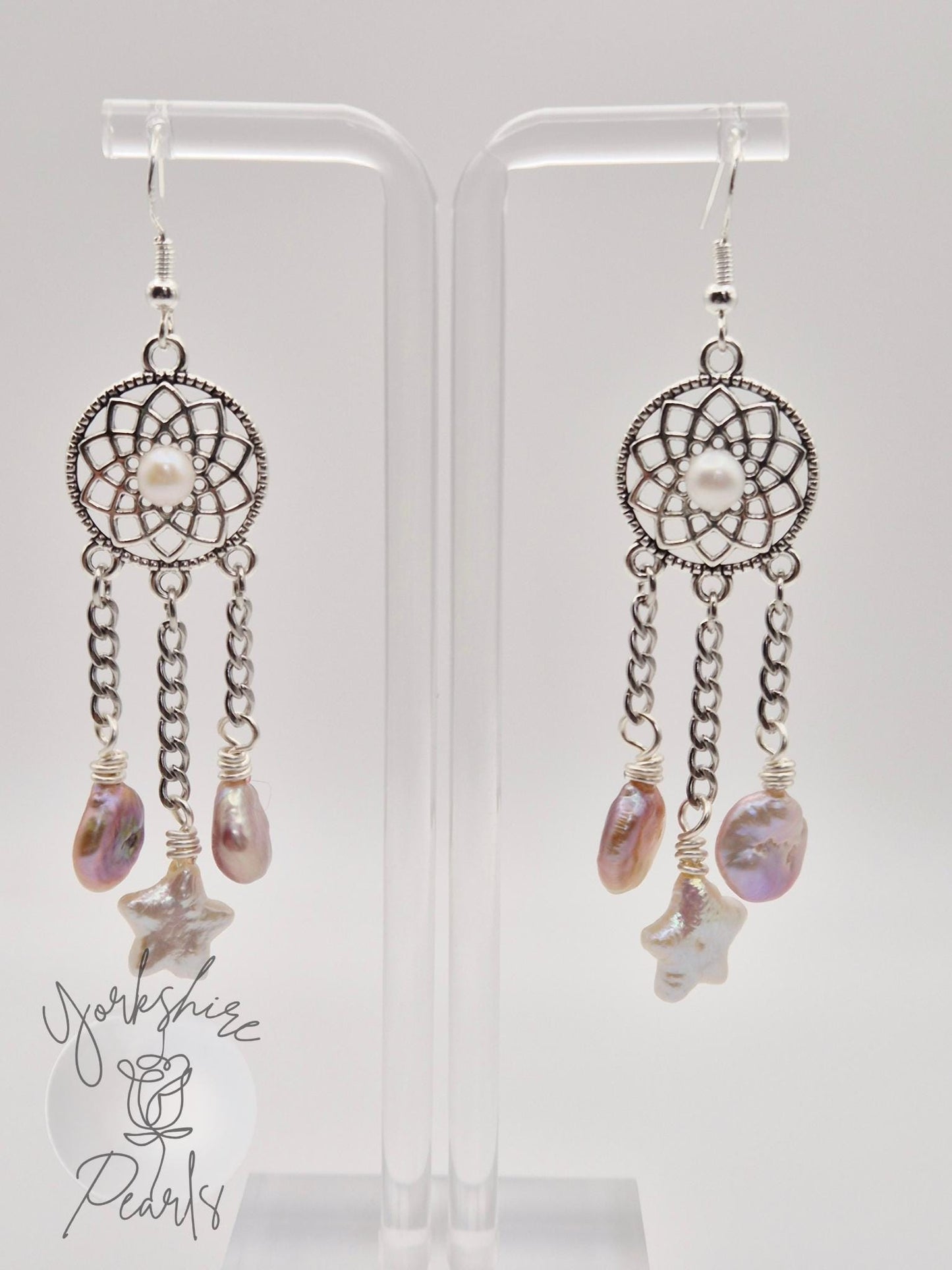 Multiple Pearl Drop Dreamcatcher Earrings