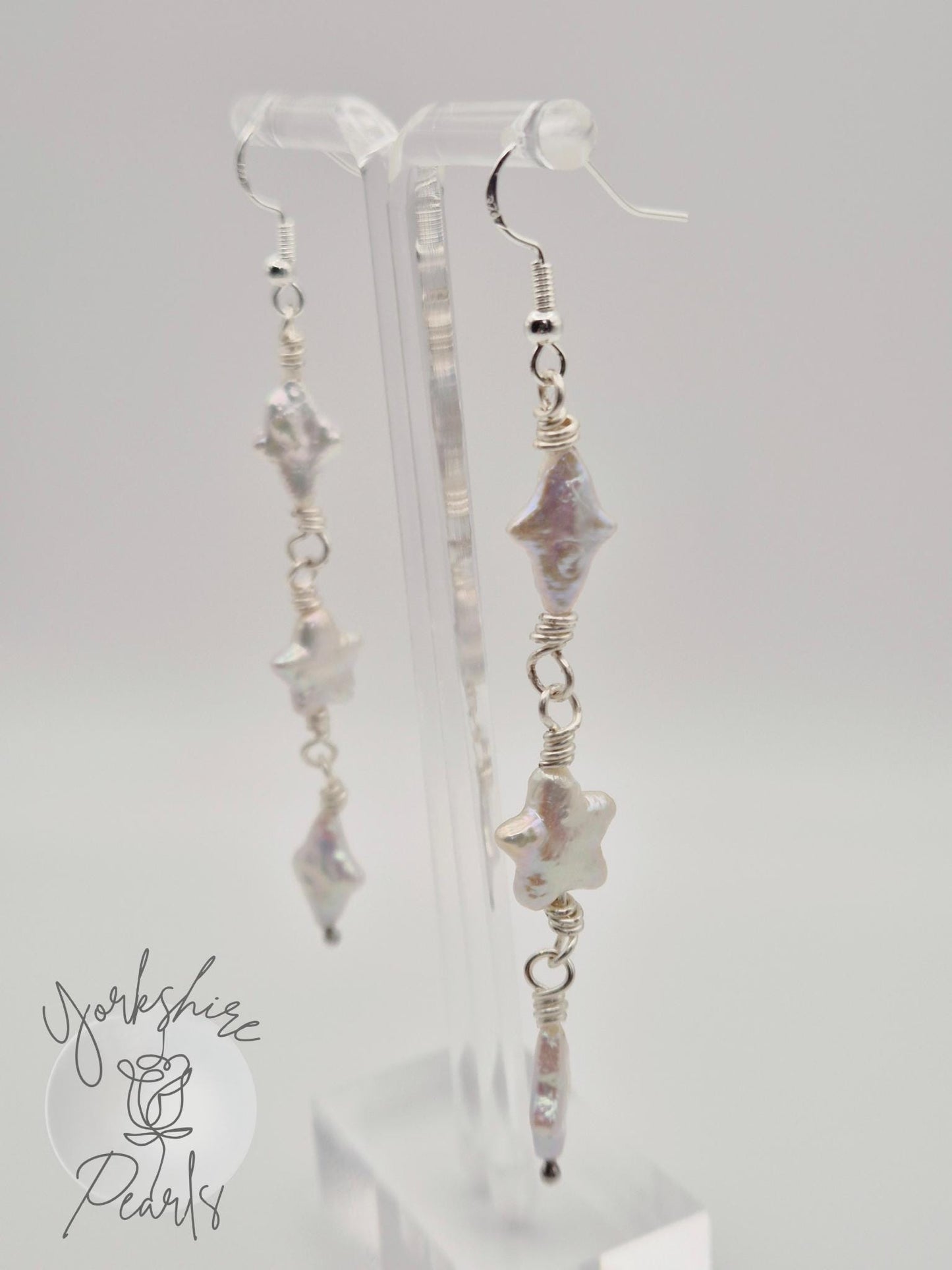 Multiple Star Pearl Drop Earrings