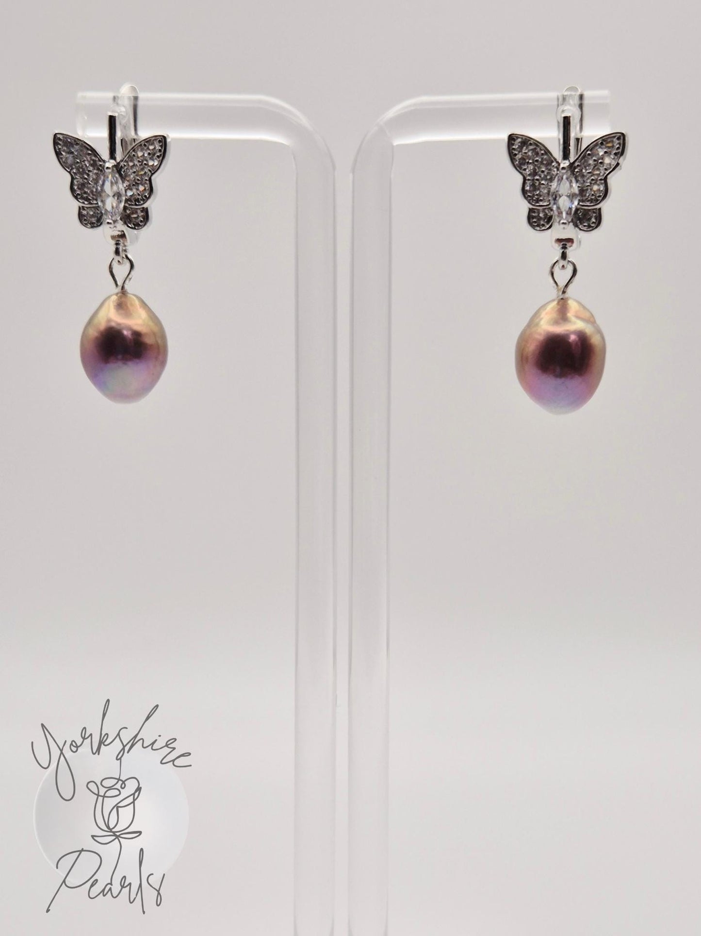 Butterfly Earrings with Baroque Pearl - Nature Inspired Jewelry