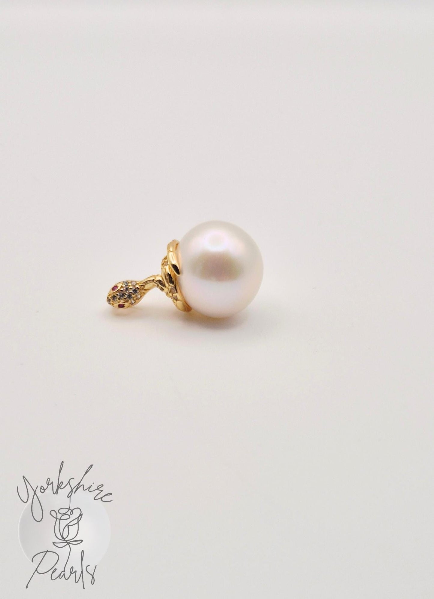 Edison Pearl Golden Colied Snake Pendant