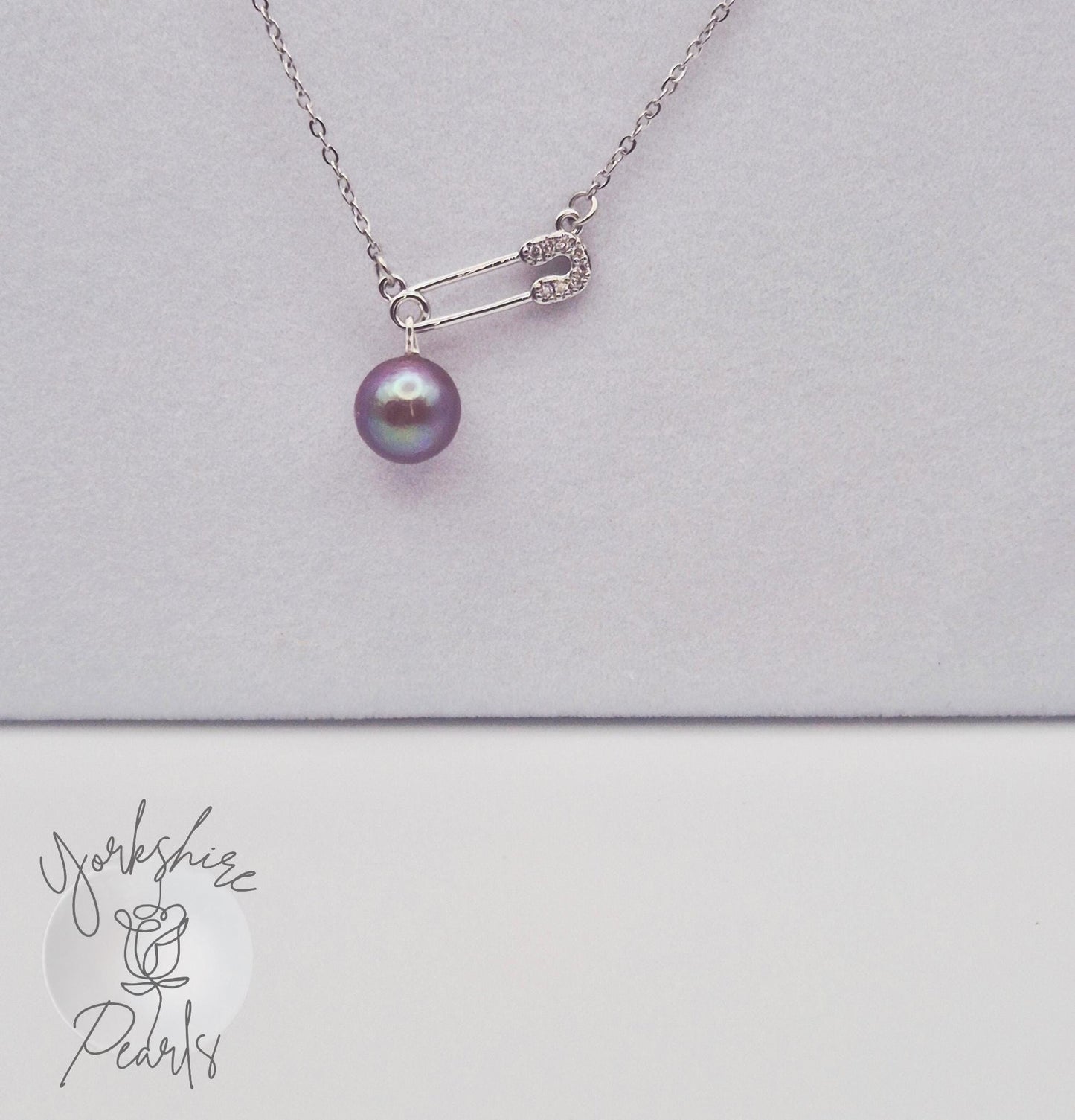 Safety Pin Pearl Necklace