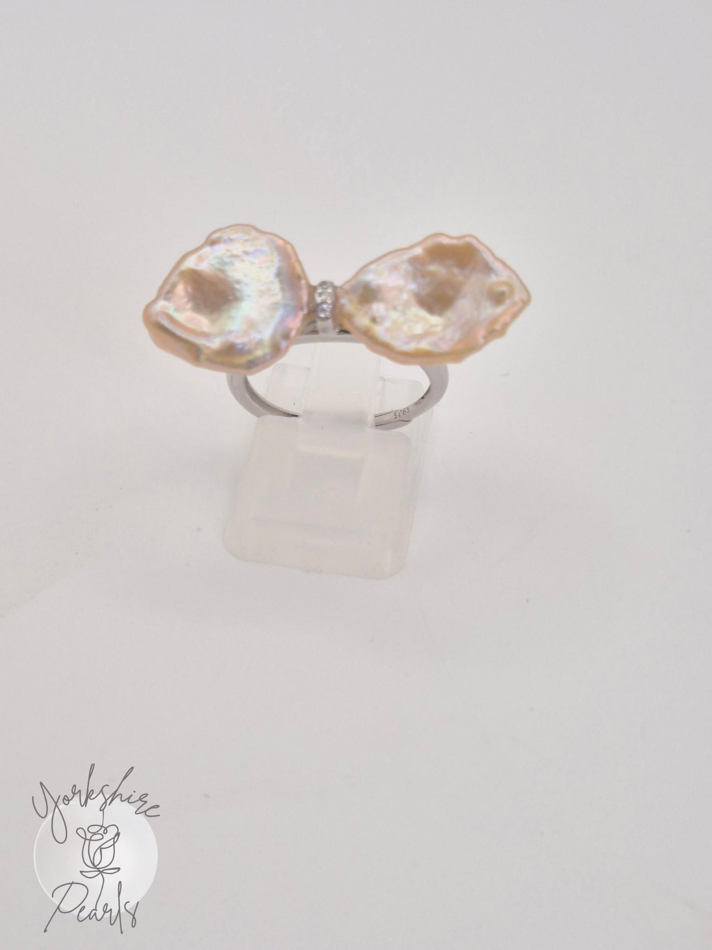 Petal Pearl Adjustable Bow Ring - Sterling Silver