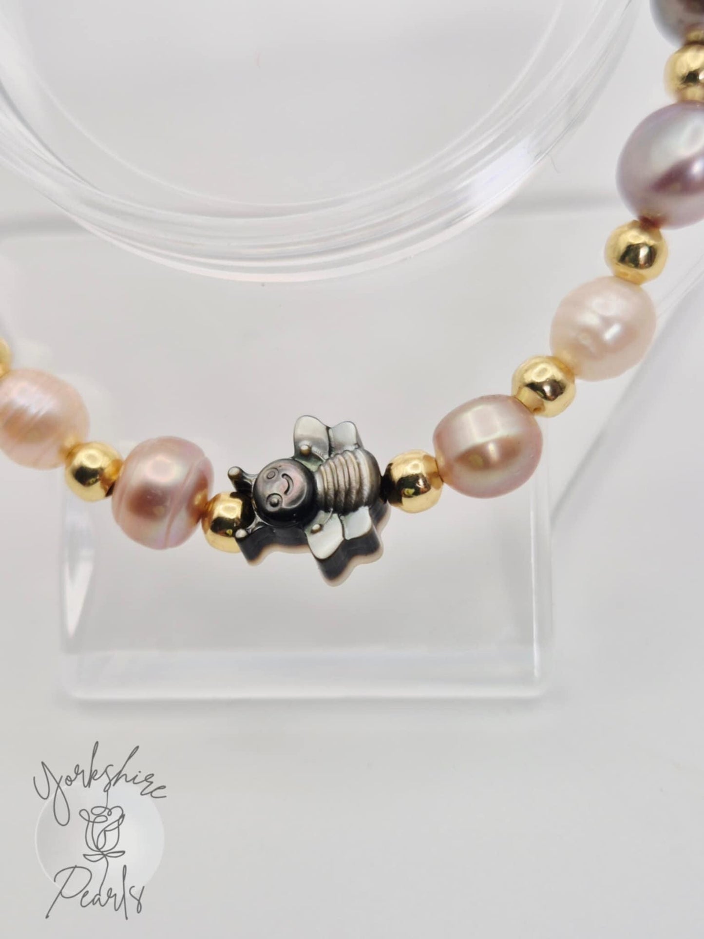 Multiple Pearl Bracelet with Bee Charm