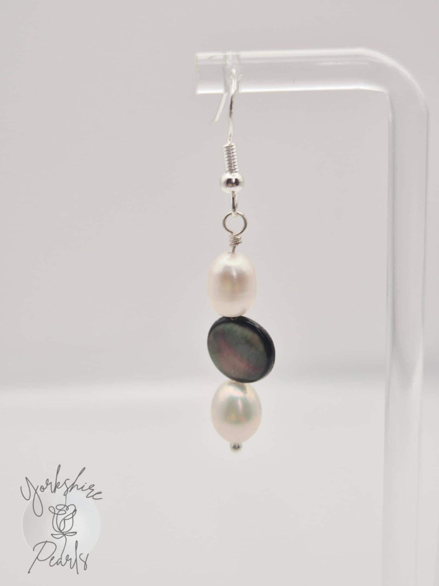 Pearl Drop Earrings with Mother Of Pearl Charm