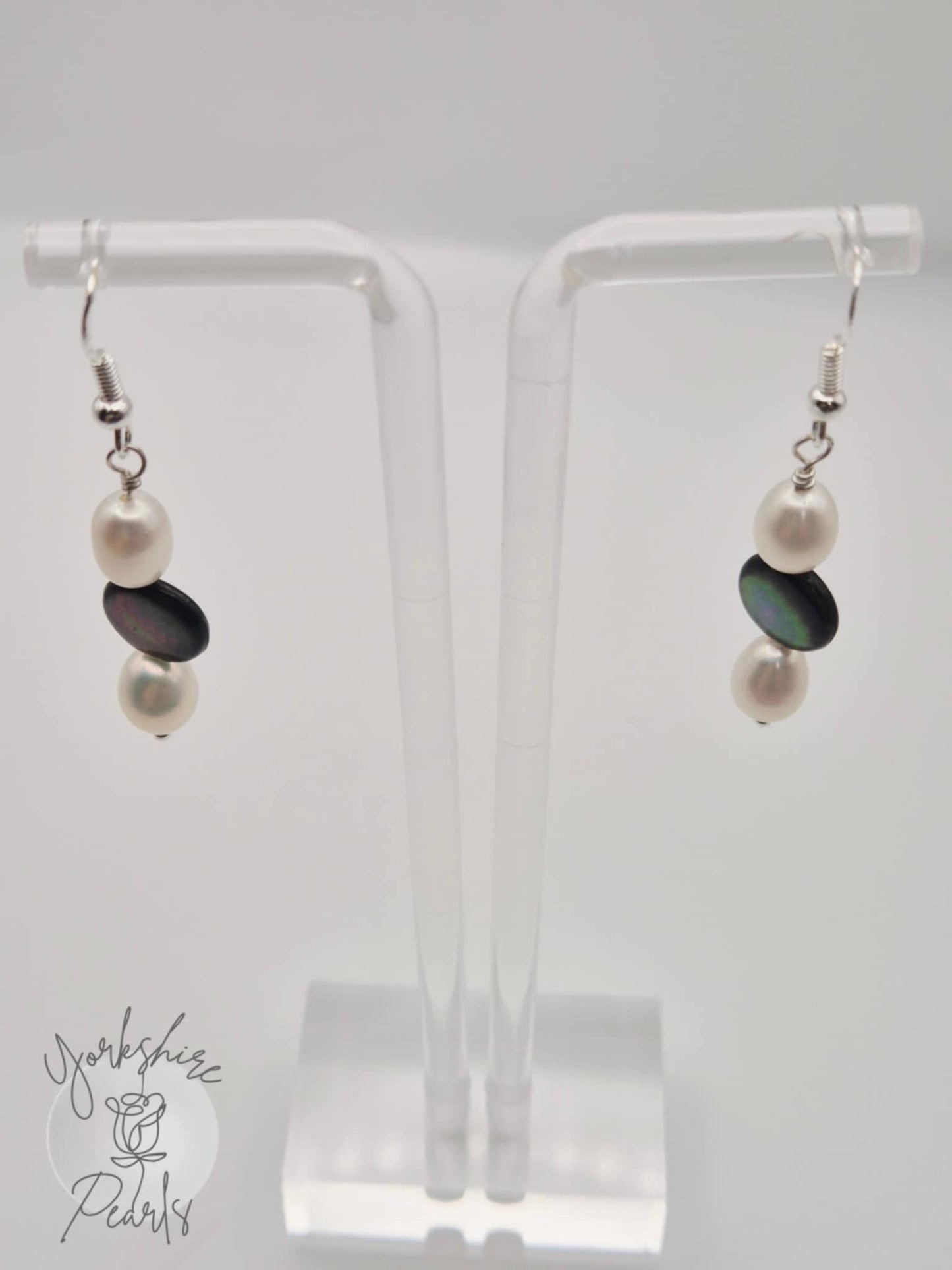 Pearl Drop Earrings with Mother Of Pearl Charm