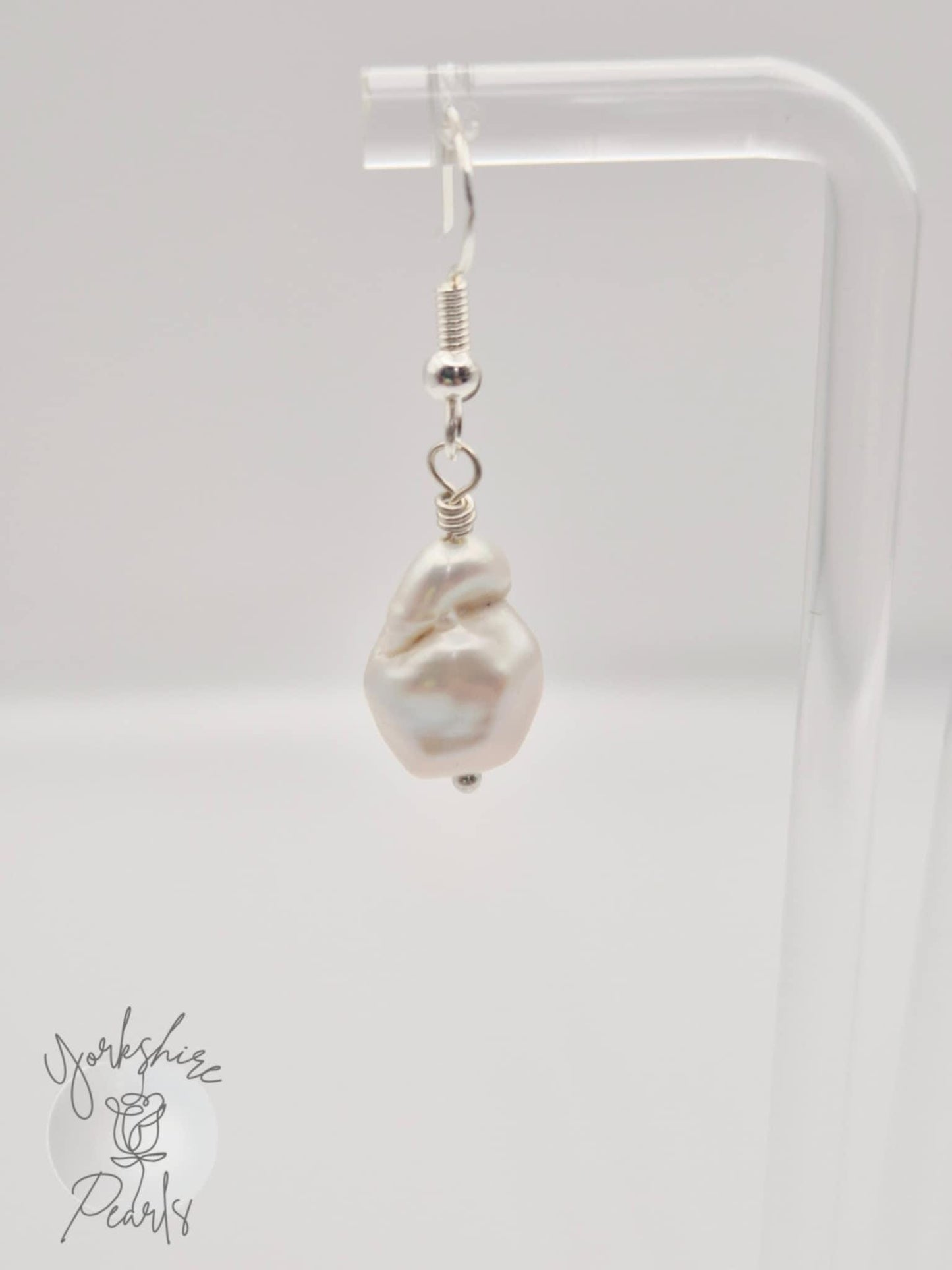 Diamond Baroque Simple Pearl Drop Earrings