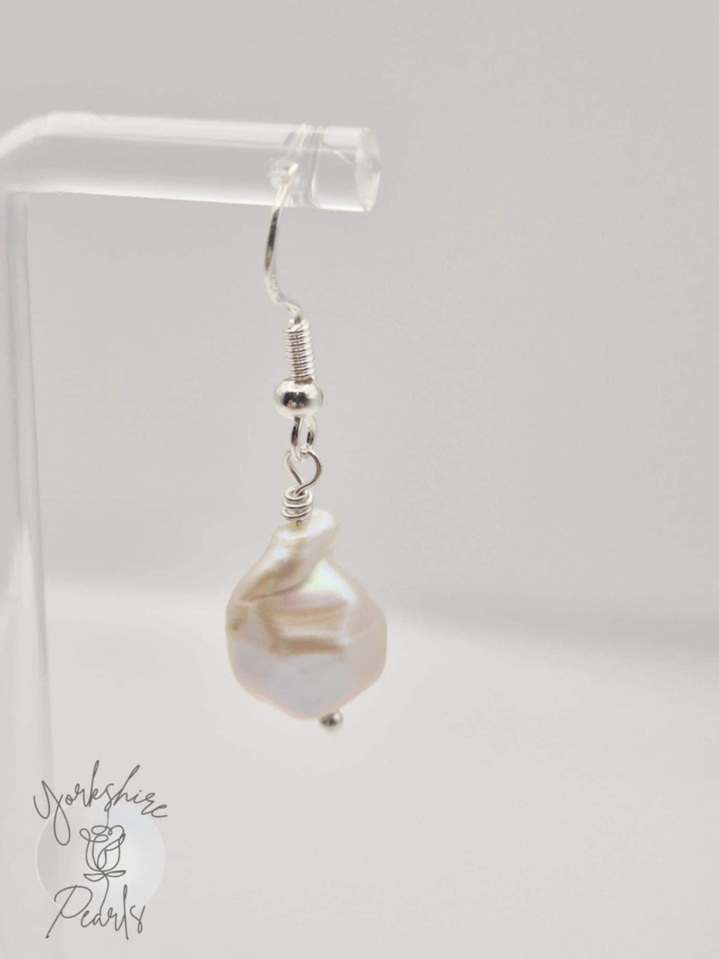 Diamond Baroque Simple Pearl Drop Earrings