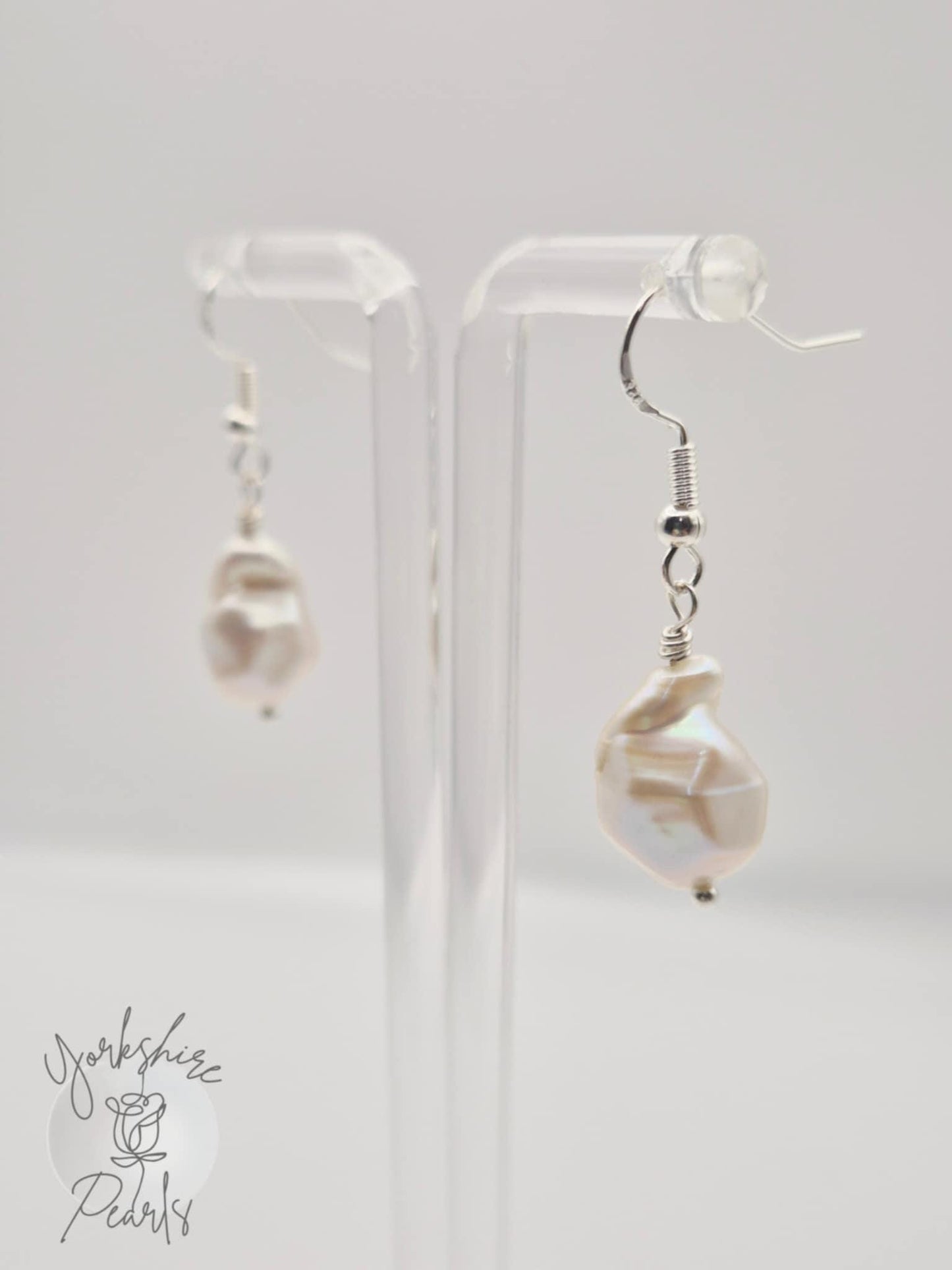 Diamond Baroque Simple Pearl Drop Earrings