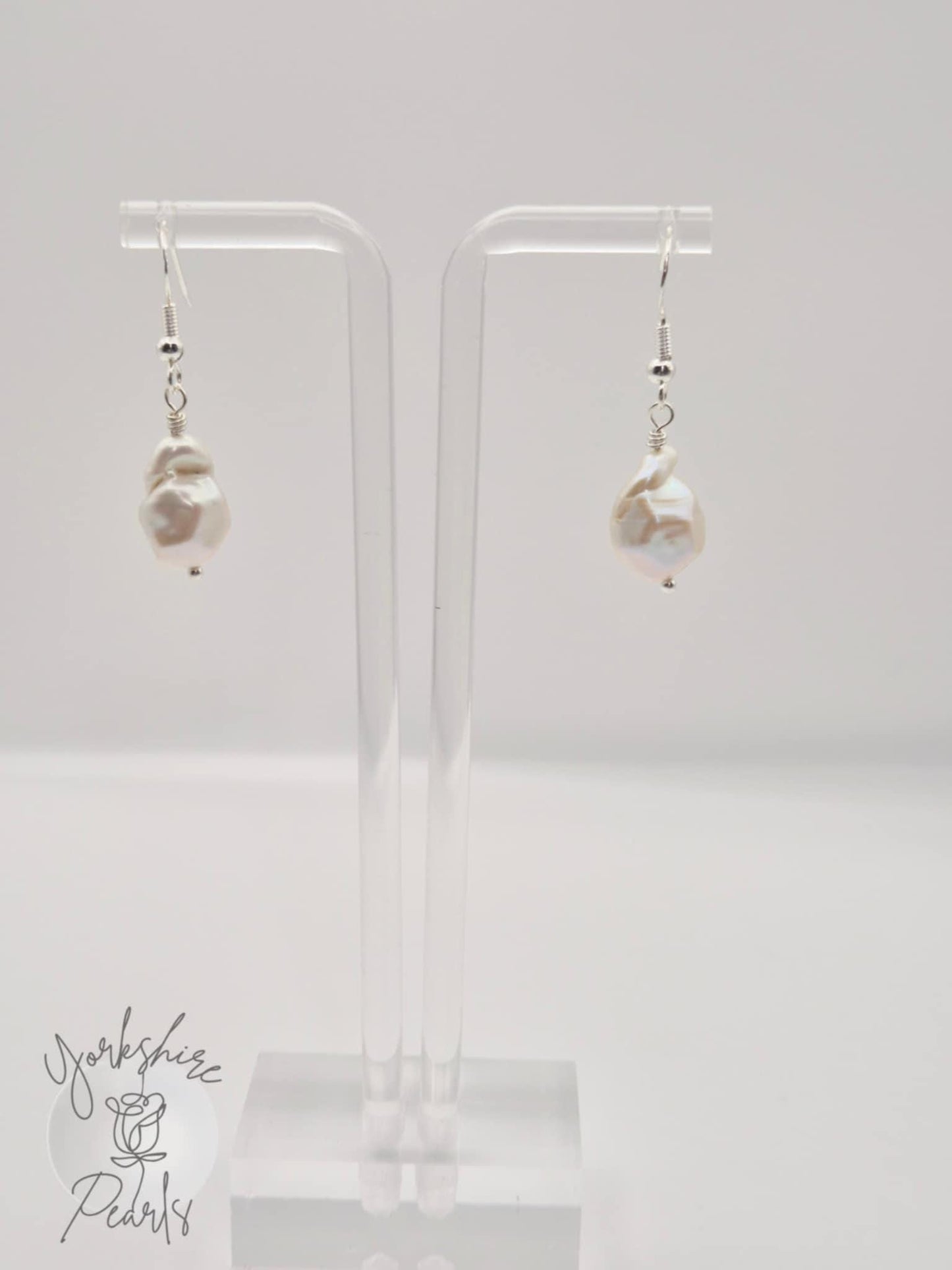 Diamond Baroque Simple Pearl Drop Earrings
