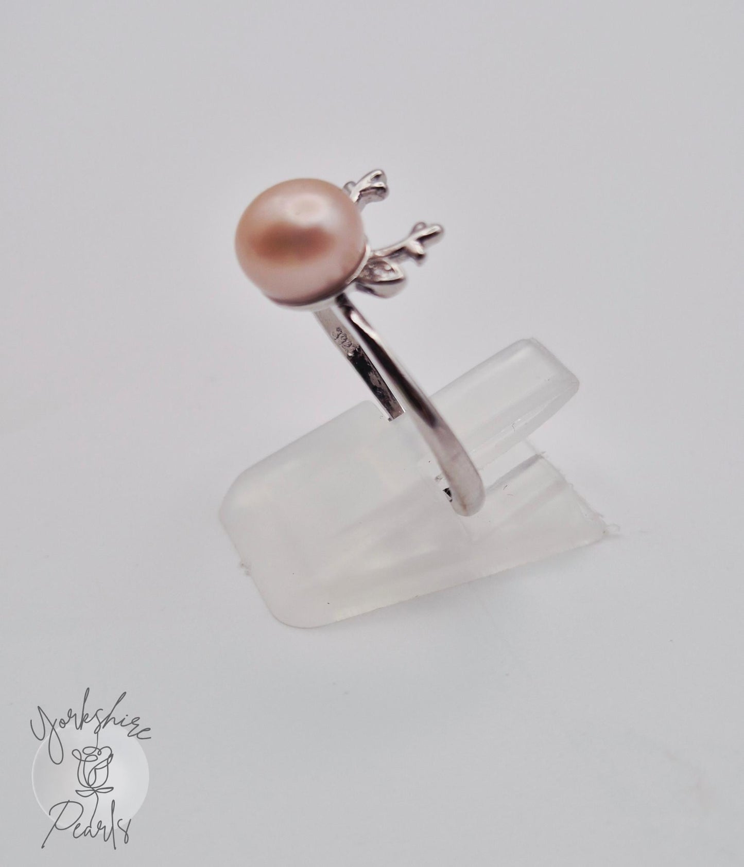 Pearl & Sterling Silver Deer Design Adjustable Ring