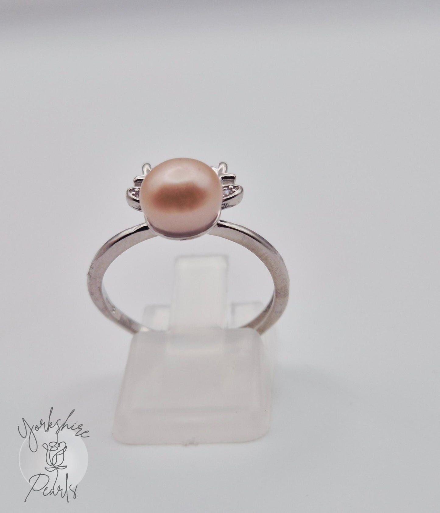 Pearl & Sterling Silver Deer Design Adjustable Ring