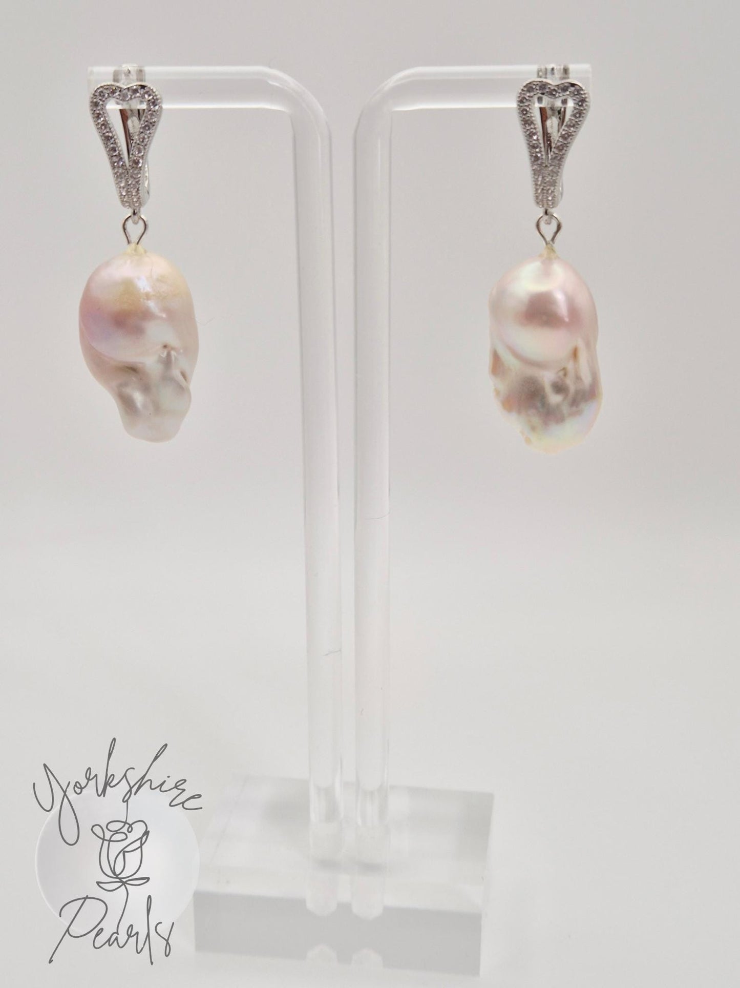 King Pearl Heart Hoop Earrings