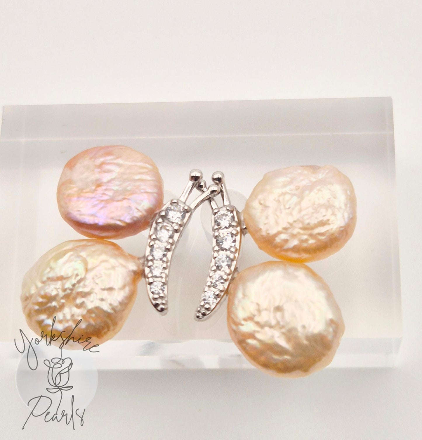Button Pearl Butterfly Pendant and Earring Set