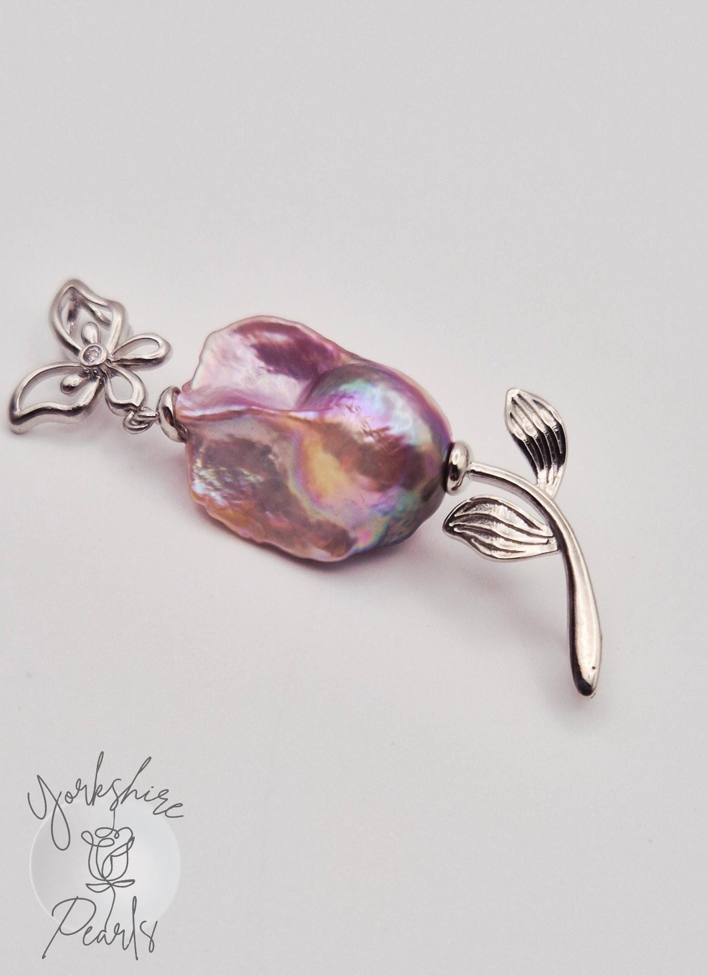 Flower and Butterfly Baroque King Pearl Pendant