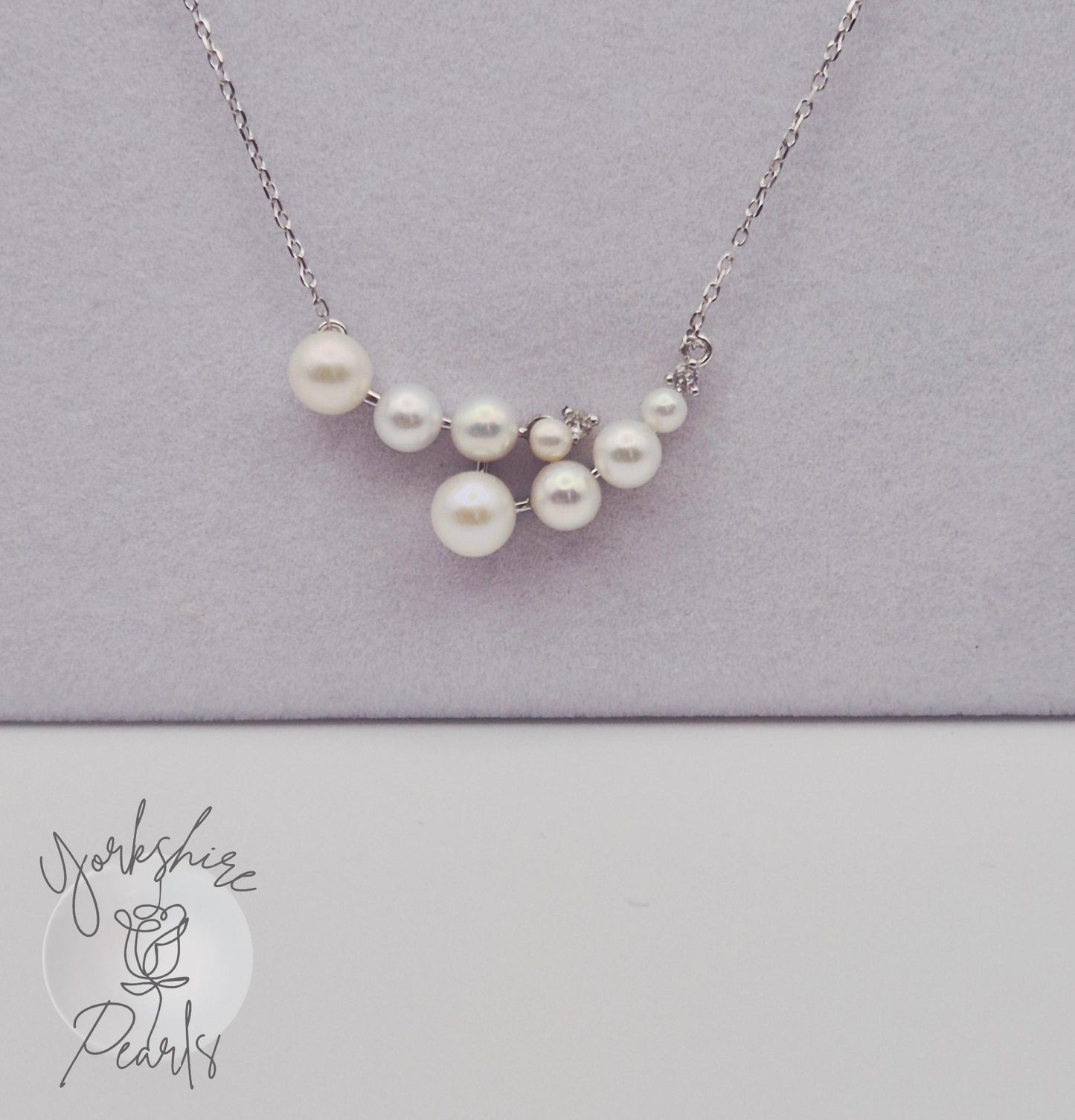 Saltwater Pearls Double Gradient Design Necklace - Sterling Silver