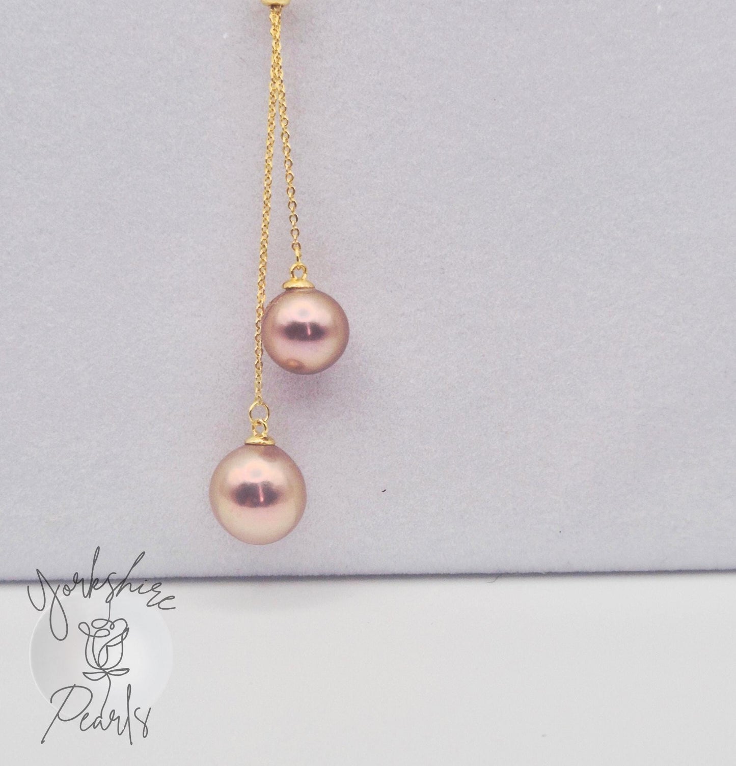Double Edison Pearl Drop Adjustable Necklace - Sterling Silver